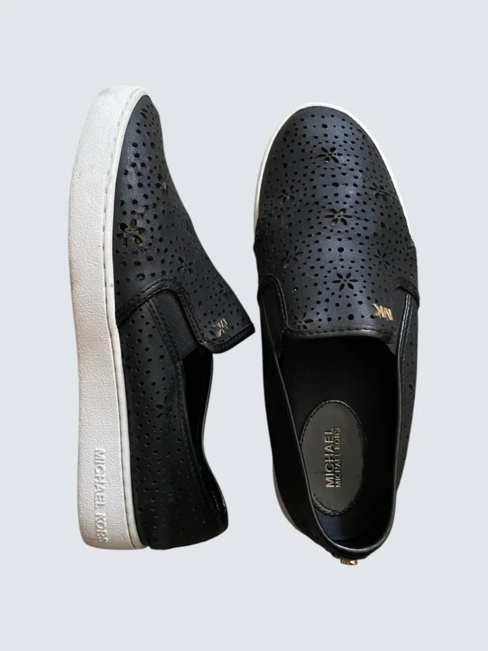 Michael Kors Kane Leather Cutout Perforated Sneakers Slip On